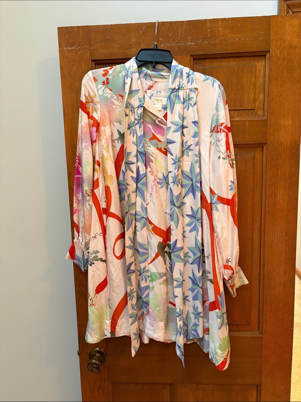 Anthropologie Multicolor Floral & Ribbon Print Trench Duster